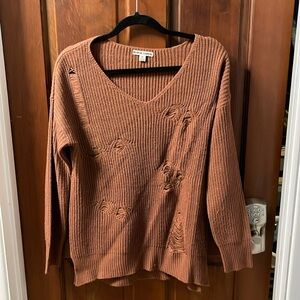 Moral Fiber brownish distressed fall sweater size medium